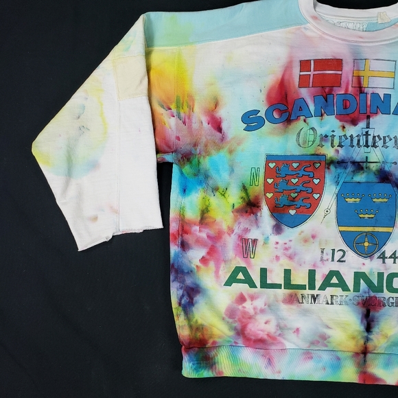 VTG CUSTOM Upcycled Crewneck Scandinavian Alliance Longsleeve Tie Dye - Picture 2 of 10